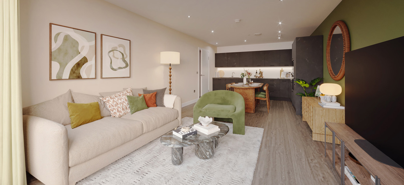 Fish Island Point 2 Bed Living Room