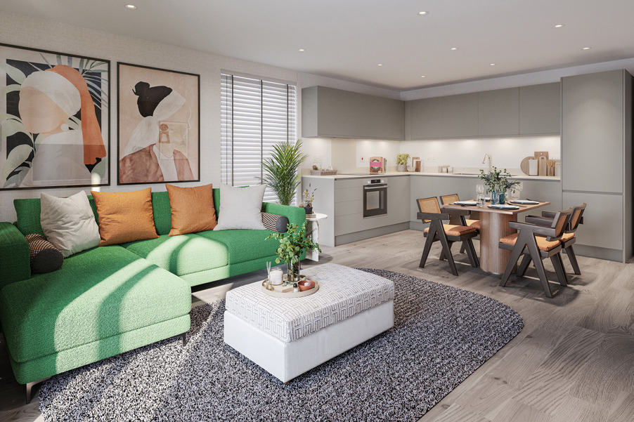 Living area of 2-bed KEWB show home