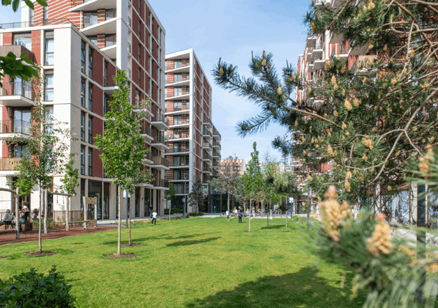Exterior CGI of New Mansion Square - Shared Ownership development by Peabody New Homes