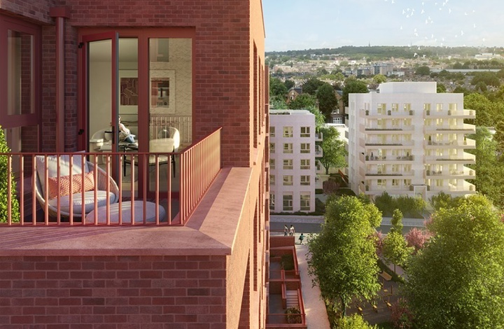 Exterior CGI Image of Holloway Park housing development by Peabody New Homes