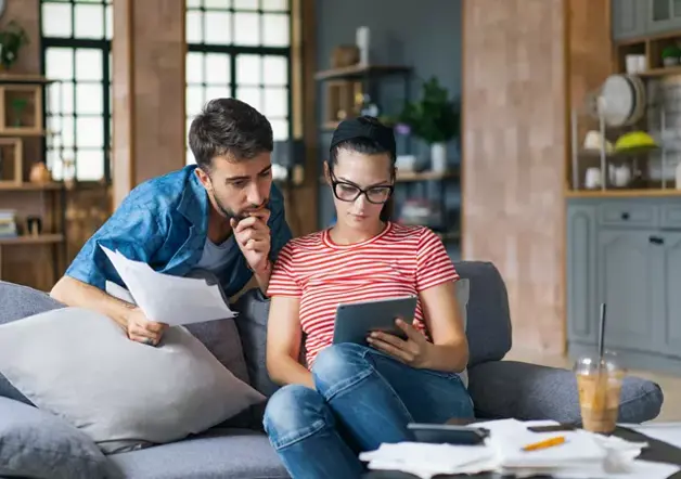 A couple review their finances