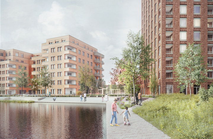 Southmere Thamesmead CGI Exterior Waterside Apartments