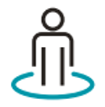 Man in a circle graphic