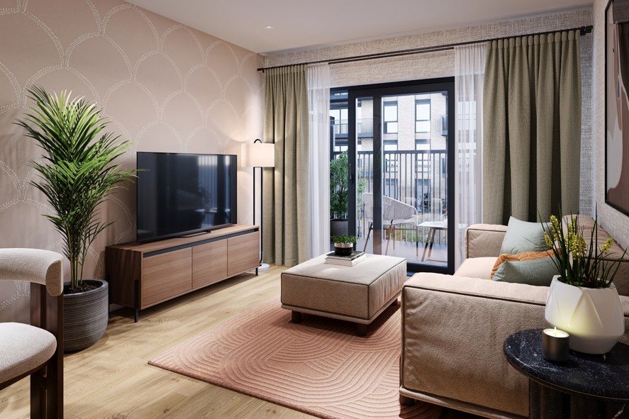 KEWB 1 bedroom apartment interior view