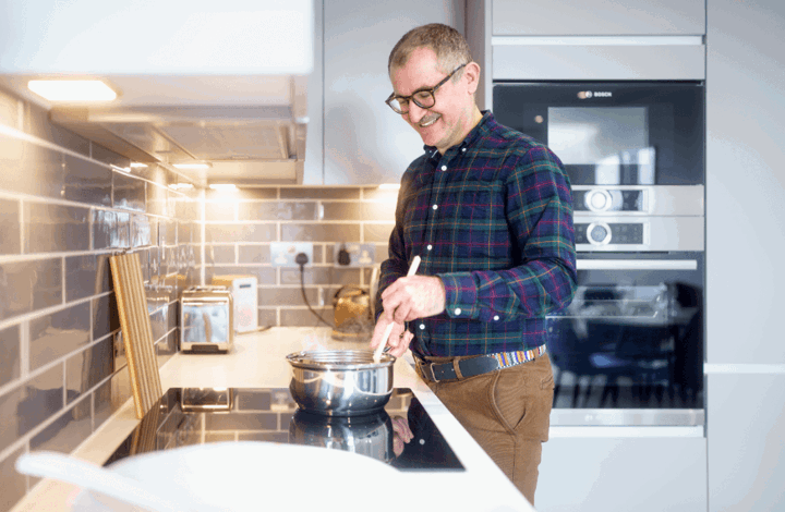 Man cooking in his kitchen