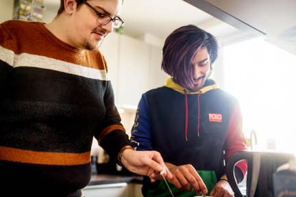 couple cooking together