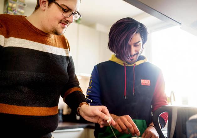 couple cooking together