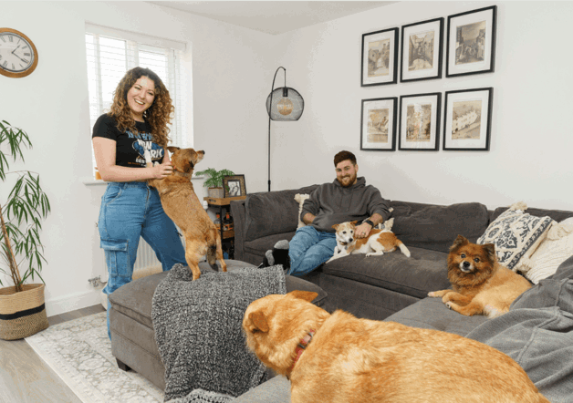 Two Shared Ownership homeowners in their living room