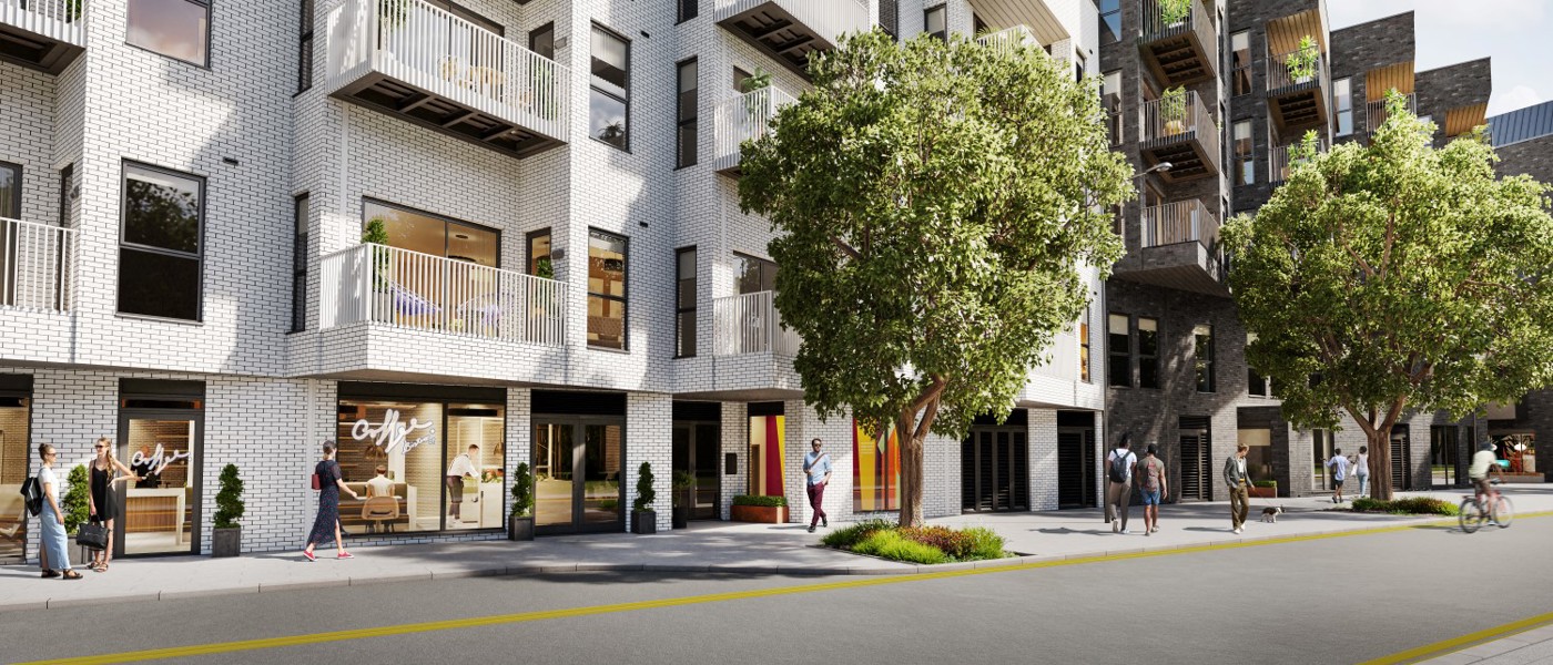 Exterior CGI of Fish Island Point